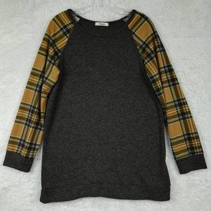 Eloges Womens Sweater Gray Multi Plaid Long Sleeve Raglan Pullover‎ USA M